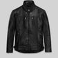 Nicholas Hoult Black Shirt-Collar Leather Jacket – front view