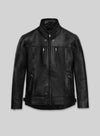 Nicholas Hoult Black Shirt-Collar Leather Jacket – front view