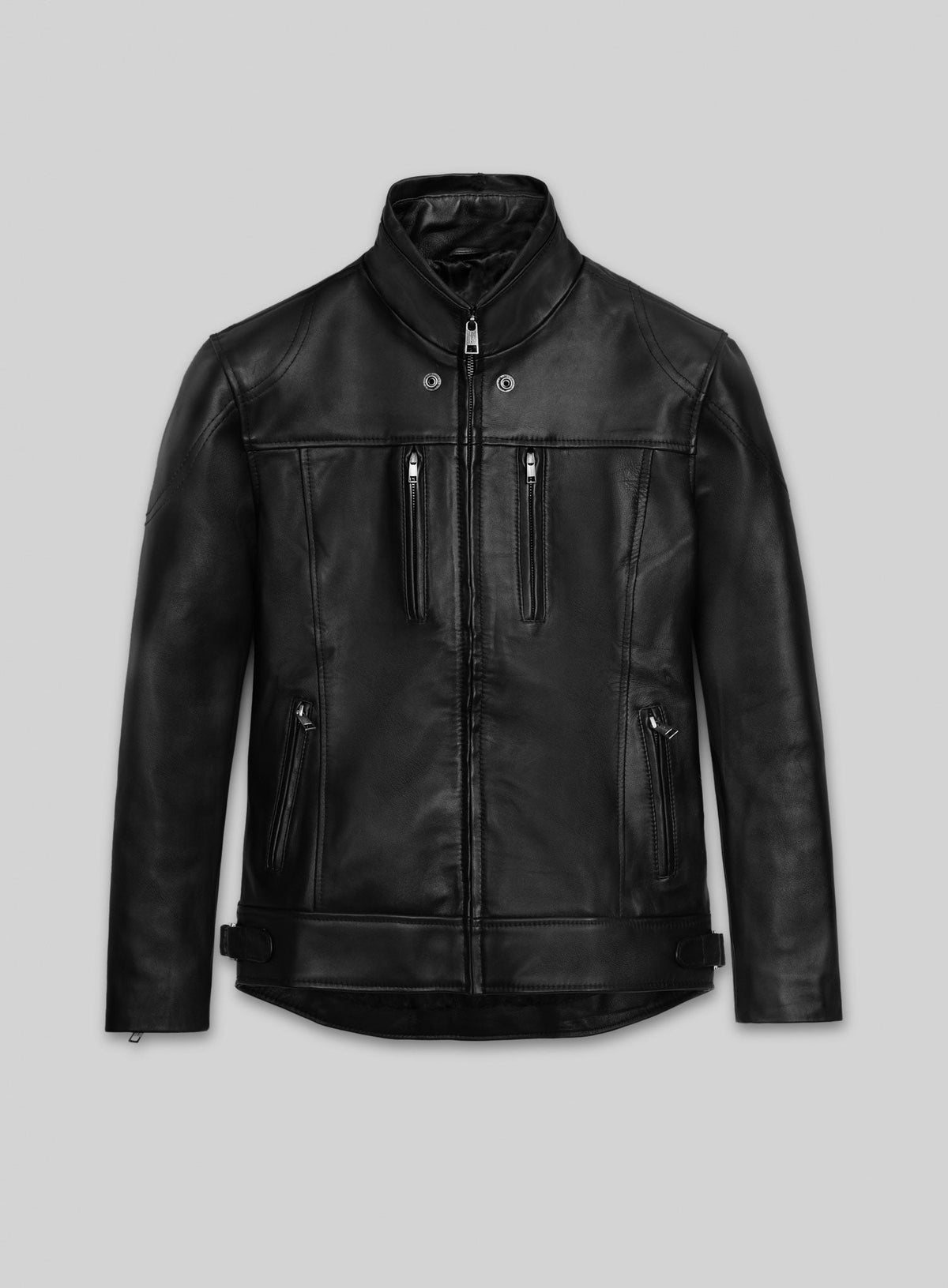 Nicholas Hoult Black Shirt-Collar Leather Jacket – front view