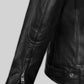 Nicholas Hoult Black Shirt-Collar Leather Jacket – back view