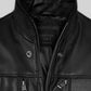 Nicholas Hoult Black Shirt-Collar Leather Jacket – close-up detail of leather and stitching