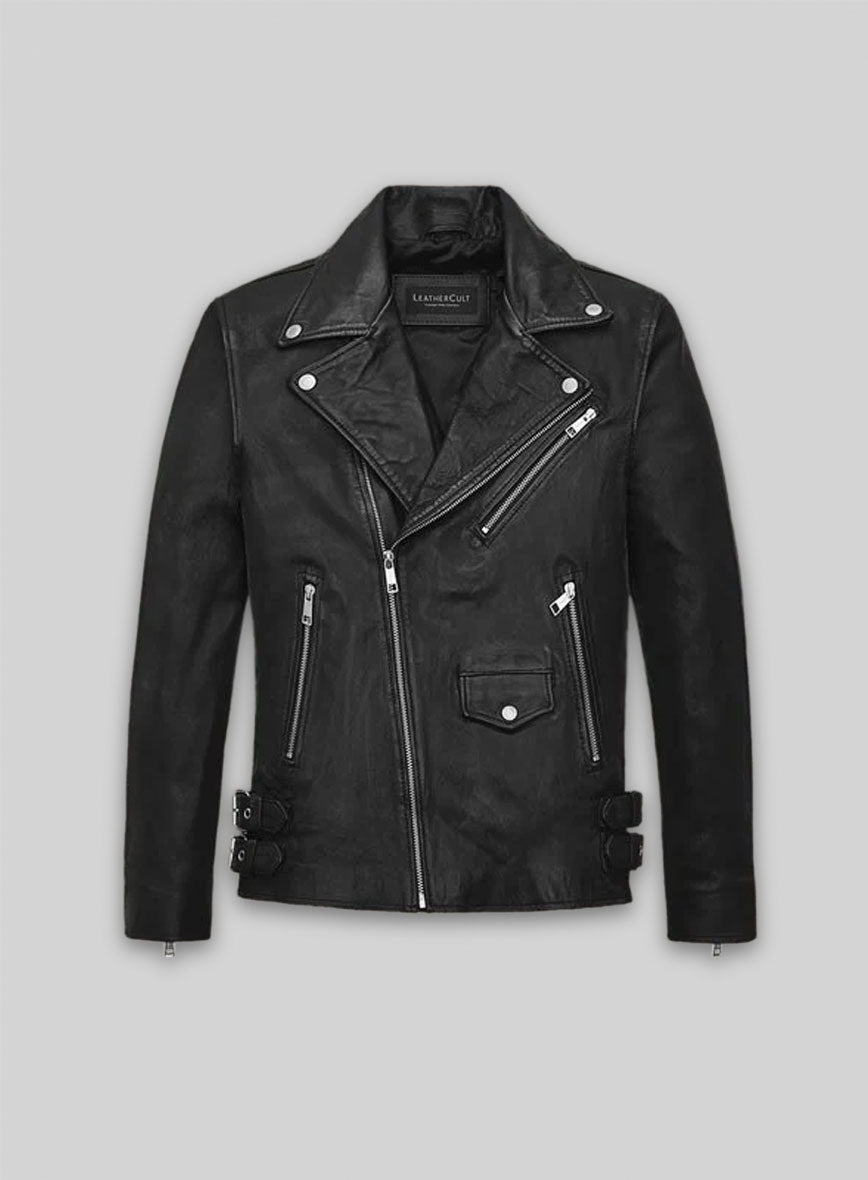 Nicholas Hoult Tolkien Screening Black Biker Leather Jacket – front view