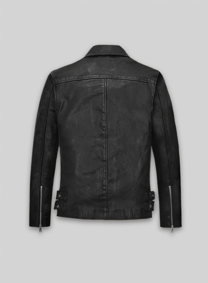 Nicholas Hoult Tolkien Screening Black Biker Leather Jacket – back view
