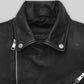 Nicholas Hoult Tolkien Screening Black Biker Leather Jacket – close-up detail of hardware and pockets