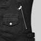 Nicholas Hoult Tolkien Screening Black Biker Leather Jacket – close-up detail of leather and stitching