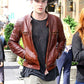 Nicholas Hoult Mad Max: Fury Road Black Leather Jacket – Nicholas Hoult wearing the look, photo 2