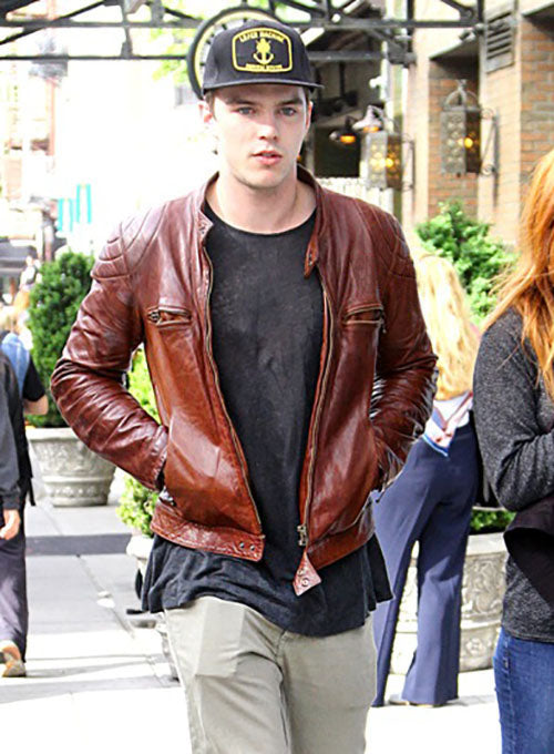 Nicholas Hoult Mad Max: Fury Road Black Leather Jacket – Nicholas Hoult wearing the look, photo 2