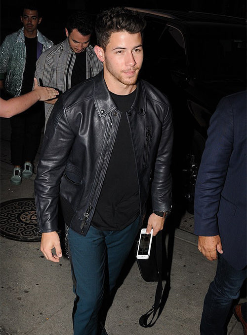Nick Jonas FOX's Teen Choice Awards Black Leather Jacket – Nick Jonas wearing the look, photo 3