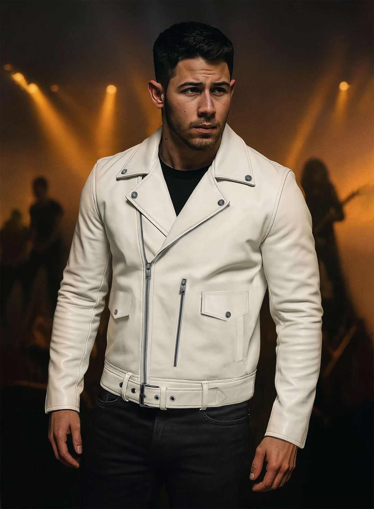 Nick Jonas Black Leather Jacket – alternate view