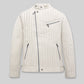 Nicolas Cage White Biker Leather Jacket – front view