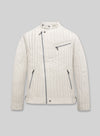 Nicolas Cage White Biker Leather Jacket – front view