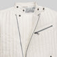 Nicolas Cage White Biker Leather Jacket – close-up detail