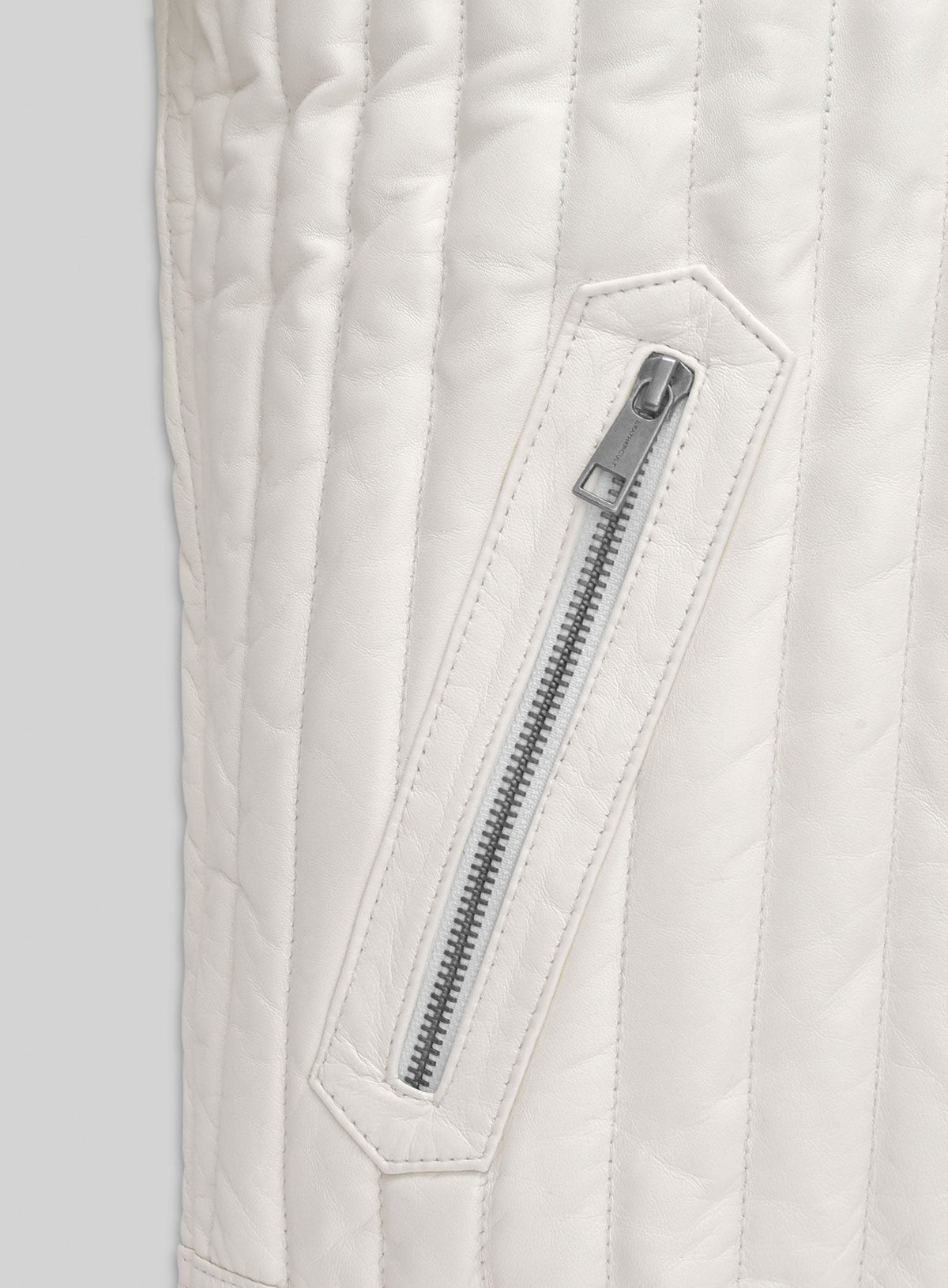 Nicolas Cage White Biker Leather Jacket – third close-up detail