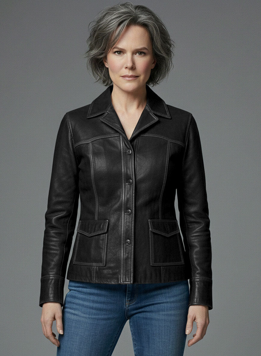 Nicole Kidman Destroyer Black Leather Jacket – alternate view