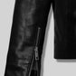 Nikolaj Coster-Waldau Black Leather Jacket – close-up detail of leather and stitching