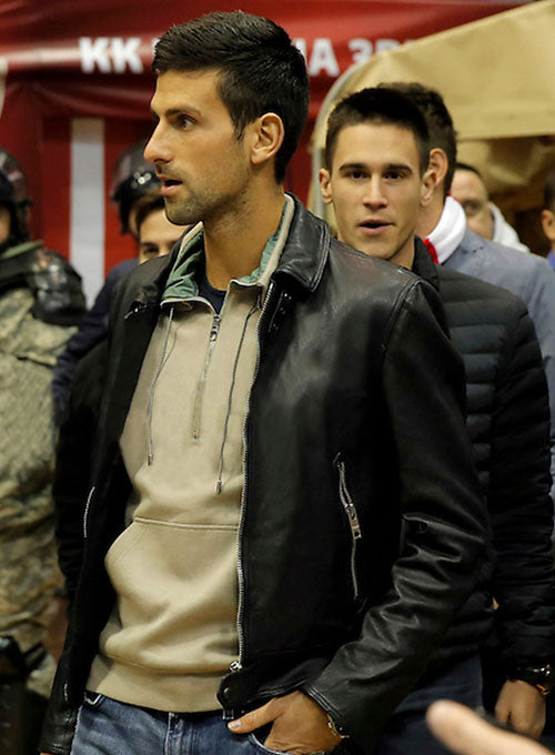 Novak Djokovic Red Leather Jacket – alternate view