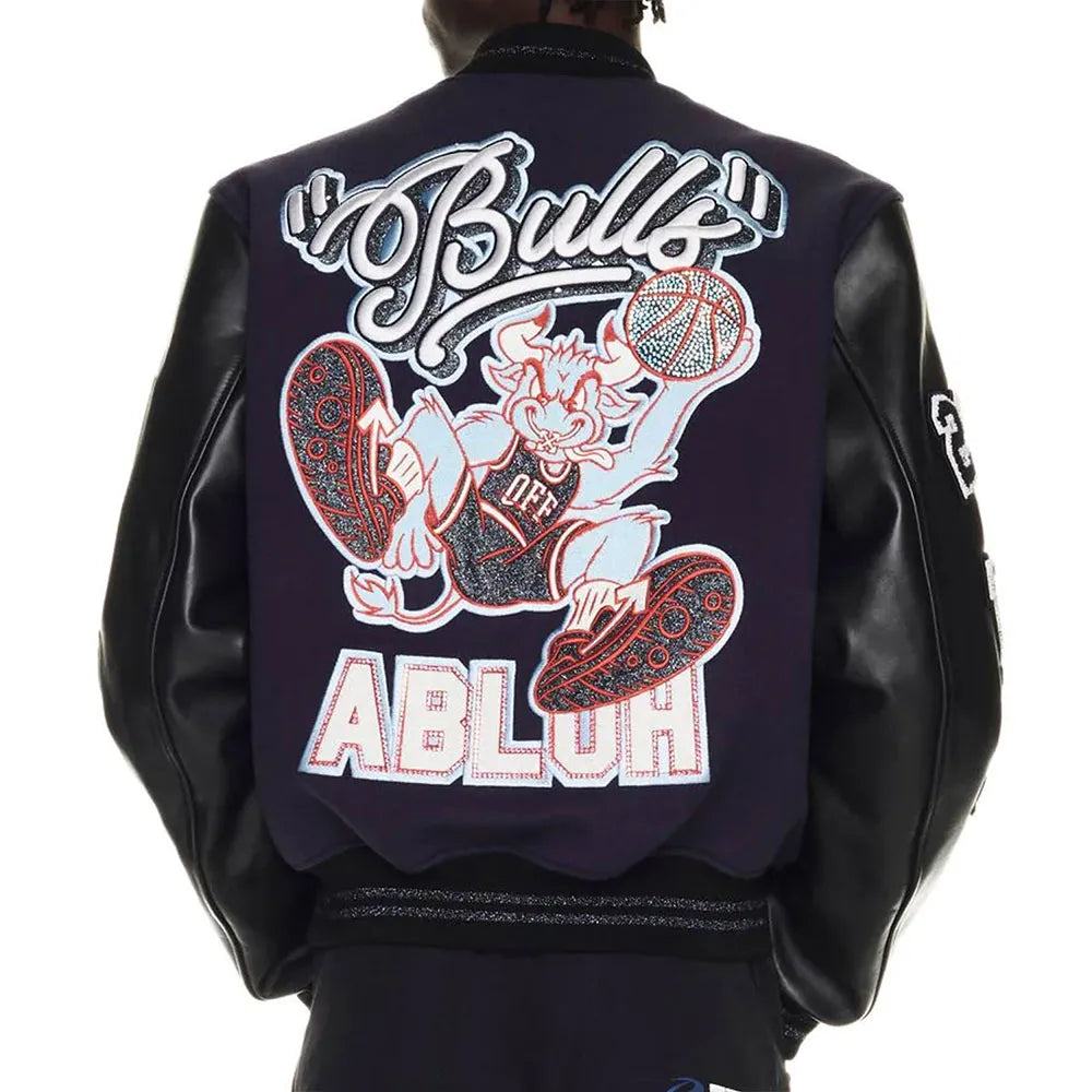 Chicago Bulls Off-White Varsity Jacket – Recreated Edition