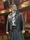 Oscar Isaac Black Leather Jacket – Oscar Isaac celebrity photo