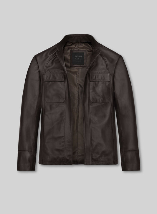 Oscar Isaac Star Wars: The Last Jedi Black Leather Jacket – front view