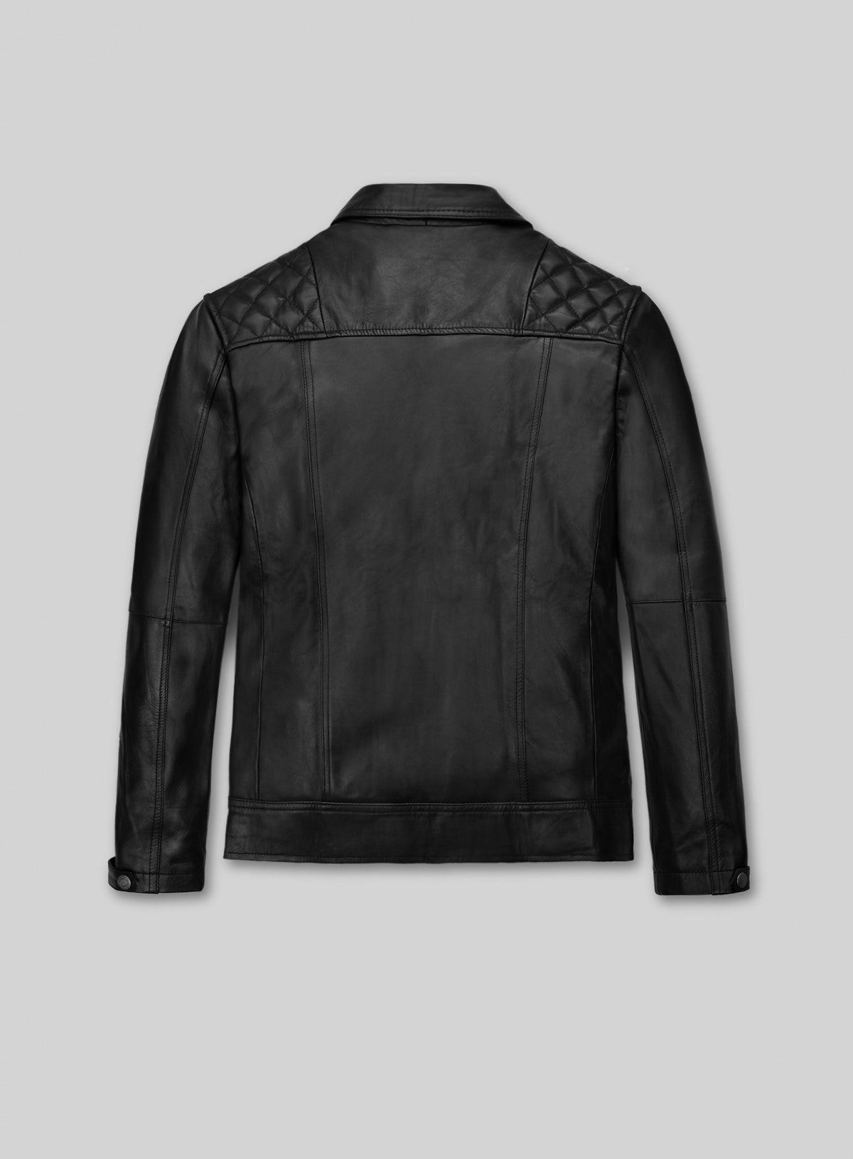 Patrick J. Adams Suits Black Biker Leather Jacket – back view