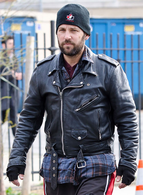 Paul Rudd All Is Bright Black Leather Jacket – Paul Rudd wearing the look, photo 2