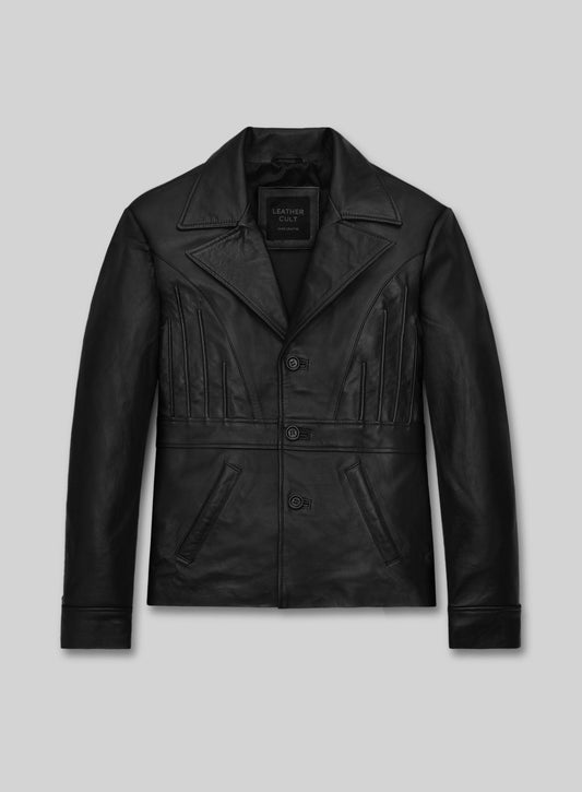 Paul Rudd Anchorman 2: The Legend Continues Black Leather Jacket – front view