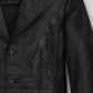 Paul Rudd Anchorman 2: The Legend Continues Black Leather Jacket – close-up detail of front closure, pocket and leather stitching
