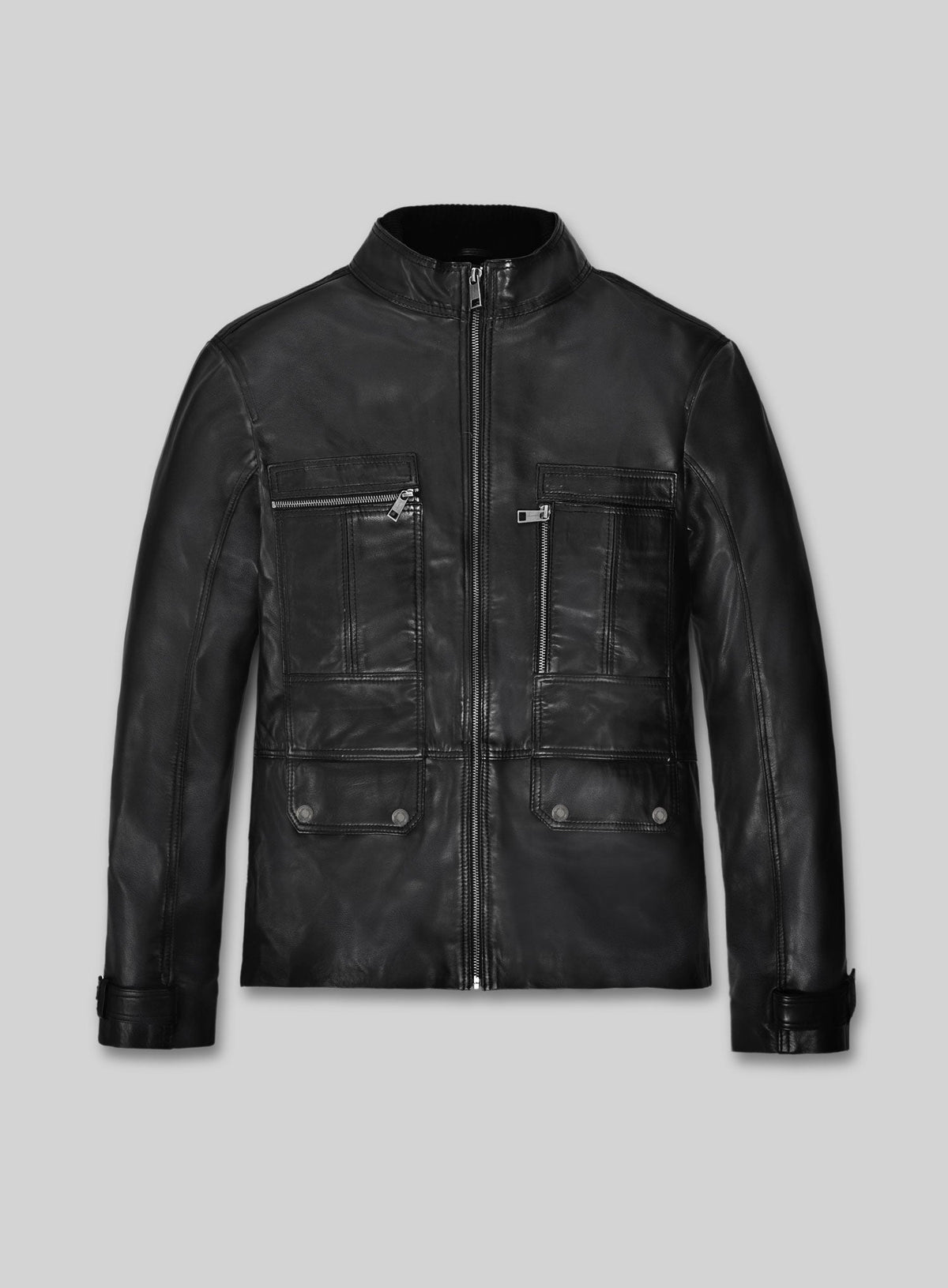 Paul Wesley Vampire Diaries Black Leather Jacket – front view