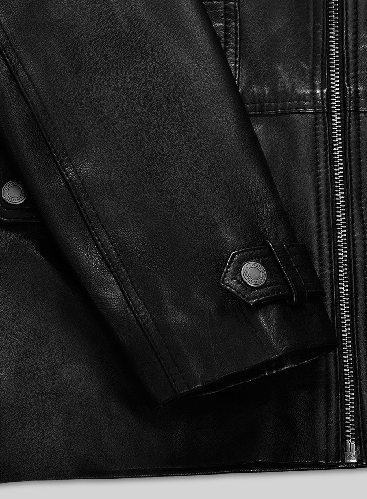 Paul Wesley Vampire Diaries Black Leather Jacket – close-up and worn views