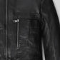Paul Wesley Vampire Diaries Black Leather Jacket – close-up detail of front closure, pocket and leather stitching