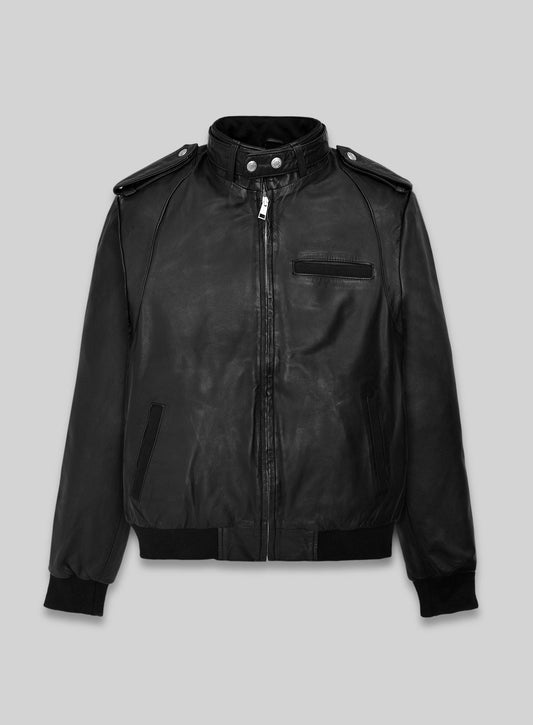 Pedro Pascal Narcos Black Bomber Leather Jacket – front view