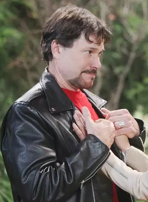 Peter Reckell Days of Our Lives Black Leather Jacket – Peter Reckell wearing the look, photo 3