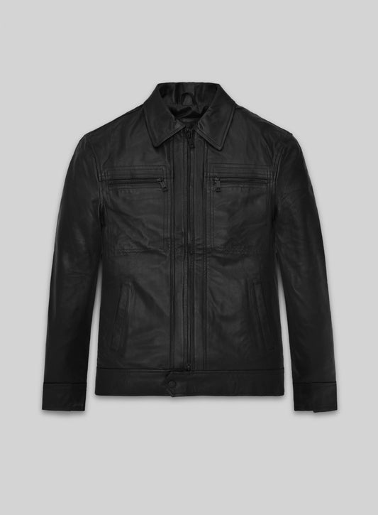 Pierce Brosnan The Out-Laws Black Leather Jacket – front view