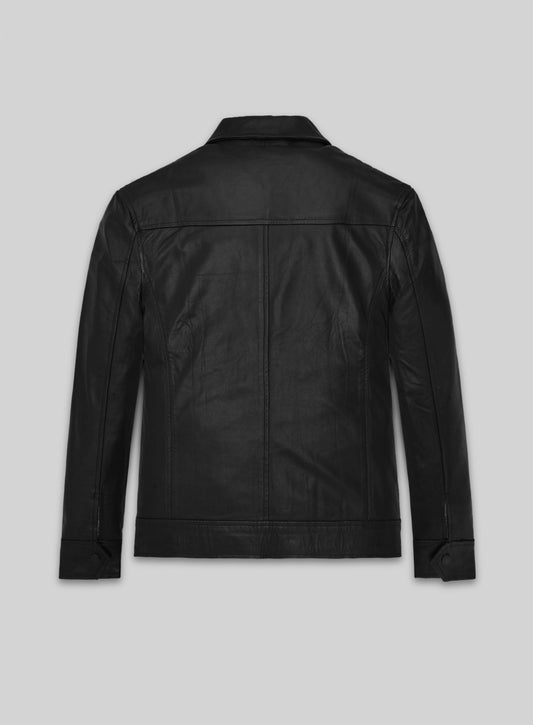 Pierce Brosnan The Out-Laws Black Leather Jacket – back view