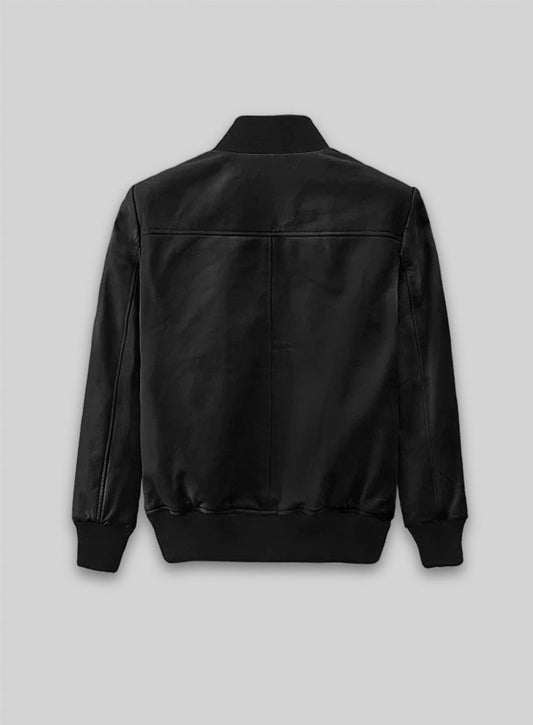 Pitbull Black Bomber Leather Jacket – back view