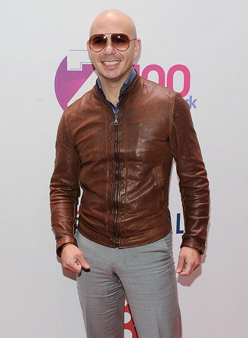 Pitbull Black Leather Jacket – Pitbull celebrity photo