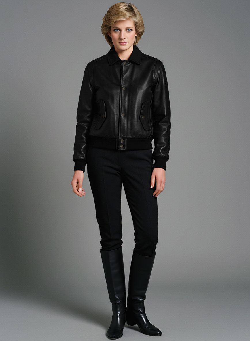 Princess Diana Black Leather Jacket – alternate view