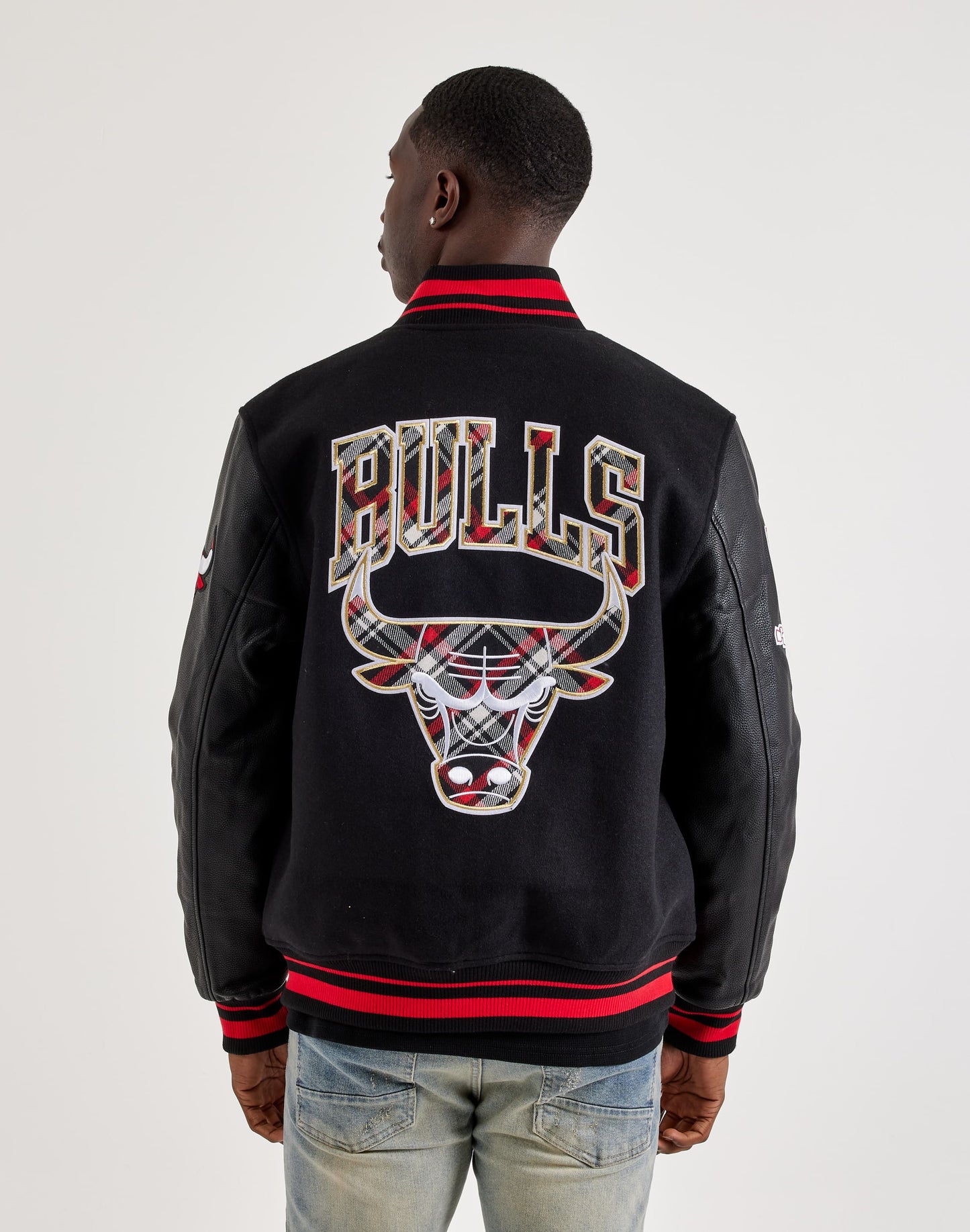 mens Pro Standard NBA Chicago Bulls Plaid Varsity Jacket