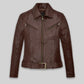 Rachel Nichols G I Joe The Rise of Cobra Black Leather Jacket – front view