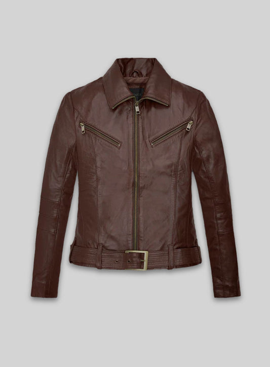 Rachel Nichols G I Joe The Rise of Cobra Black Leather Jacket – front view