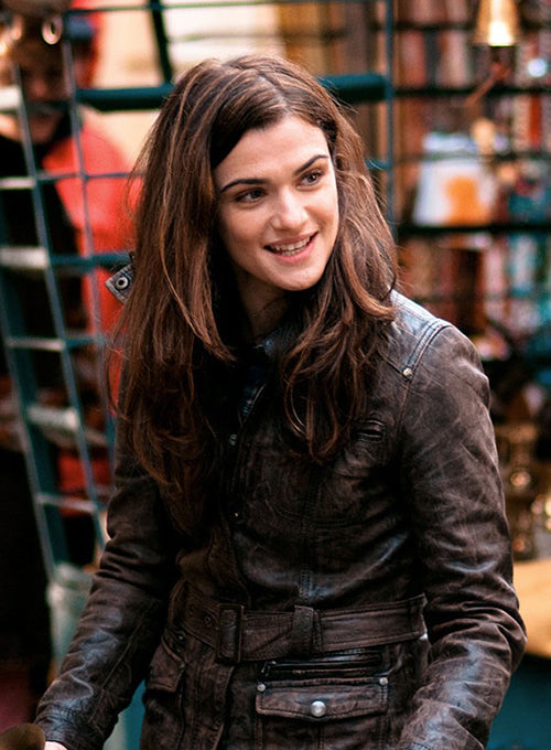 Rachel Weisz The Whistleblower Black Leather Jacket – close-up and worn views