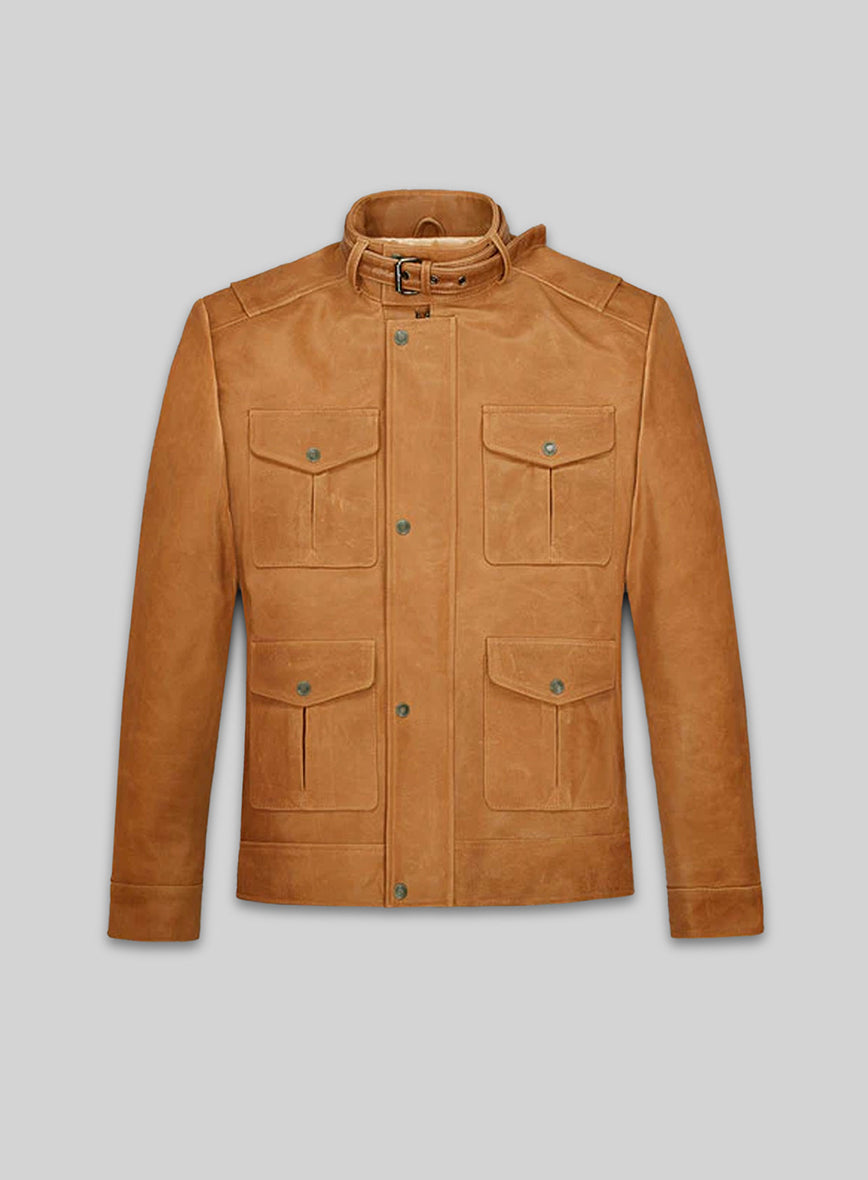 Rafael Nadal Black Leather Jacket – front view