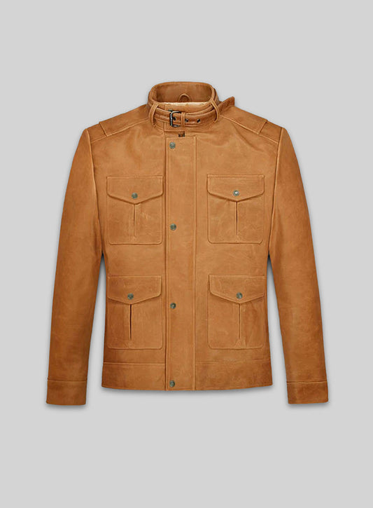 Rafael Nadal Black Leather Jacket – front view
