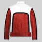 Rami Malek Bohemian Rhapsody Red & White Leather Jacket – back view