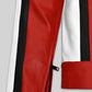 Rami Malek Bohemian Rhapsody Red & White Leather Jacket – close-up detail of hardware and pockets