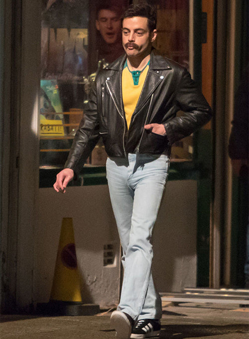 Rami Malek Black Leather Jacket – Rami Malek celebrity photo