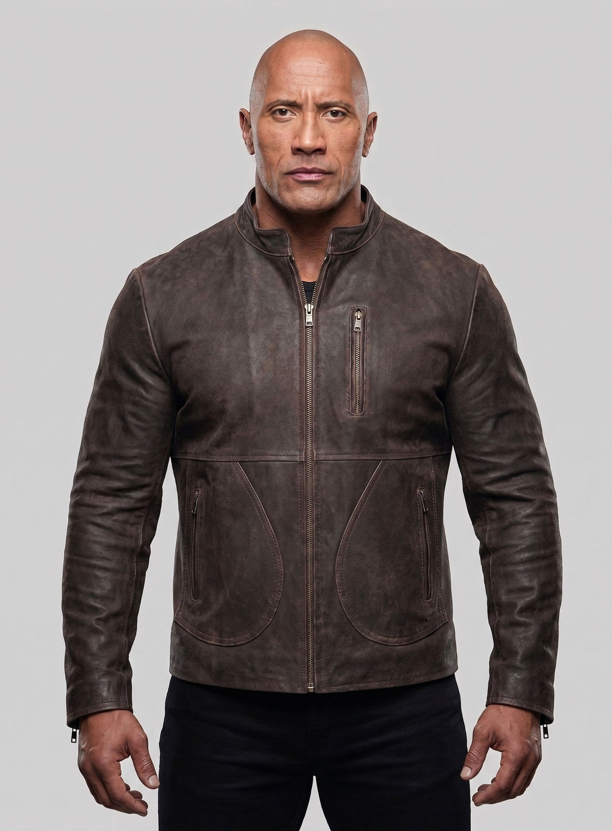 Rampage Dwayne Johnson Black Leather Jacket – full product view