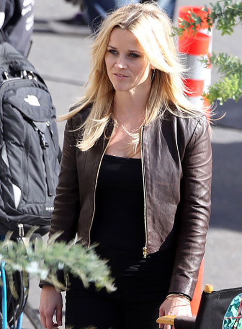 Reese Witherspoon This Means War Black Leather Jacket – front view