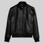 Richard Madden AOL Build Black Bomber Leather Jacket – front view