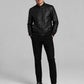 Richard Madden AOL Build Black Bomber Leather Jacket – worn look